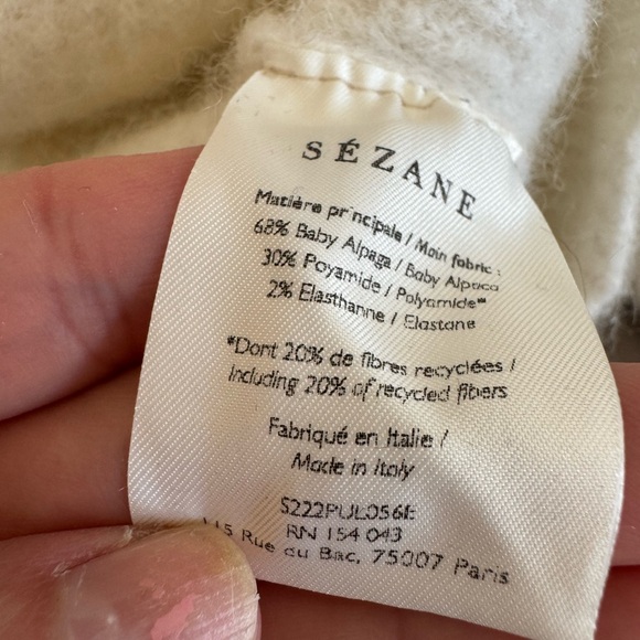 Sézane Laurel Baby Alpaca Knit Hoodie - Cream Women’s Sz S - Picture 7 of 7